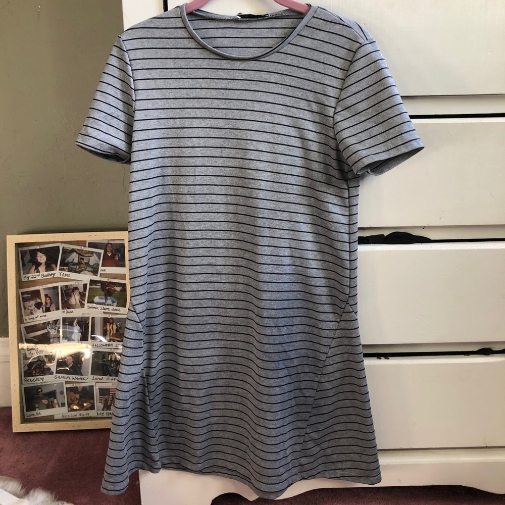 Zara Striped Flared Tee Shirt Dress